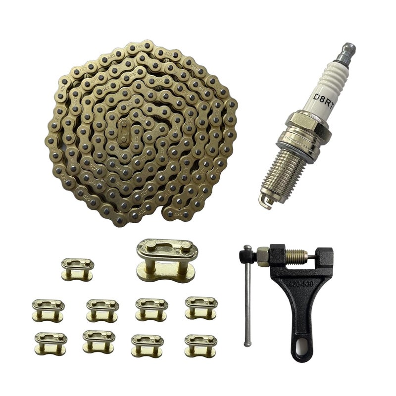 LUSM Gold 420 Motorcycle Chain 132 Link Standard with Chain Breaker 10 Connecting Master Link for 100cc 110cc 125cc Dirt Pit Bike ATV Quad Go Kart Mini Bike Scooter - Image 4